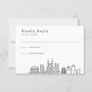 Nashville Wedding Stylised Skyline RSVP Card