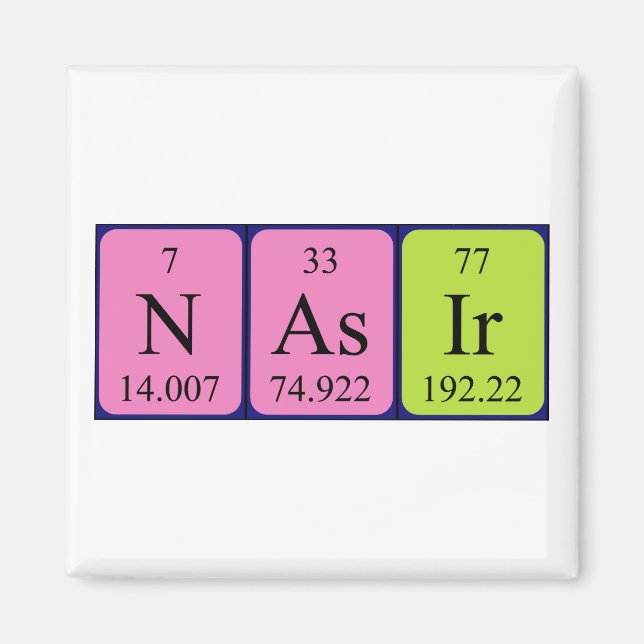 Nasir periodic table name magnet (Front)
