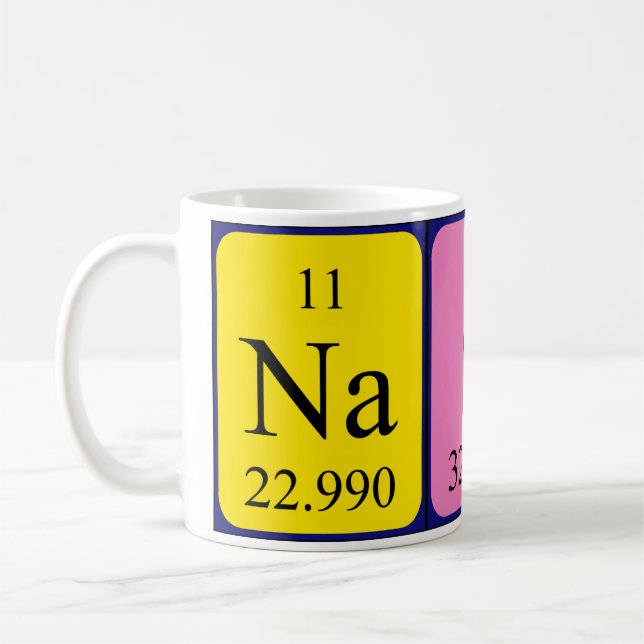 Nasir periodic table name mug (Left)