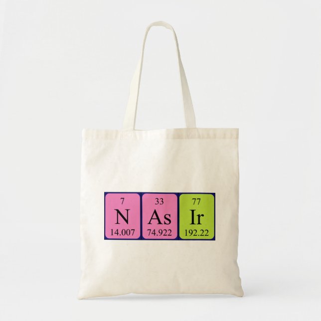 Nasir periodic table name tote bag (Front)