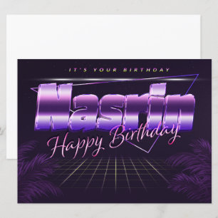 Nasrin Name Vorname lila retro Karte Geburtstag Card