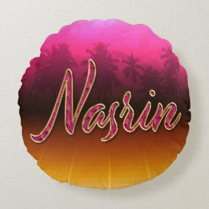 Nasrin Vorname Name golden pink Kissen Round Cushion