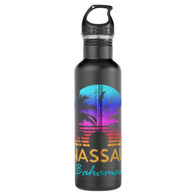 Nassau Bahamas Beach Trip Retro Sunset Summer Vibe 710 Ml Water Bottle (Front)