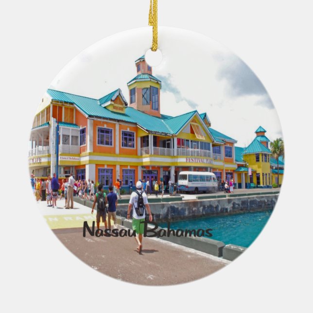 Nassau Bahamas Ceramic Tree Decoration (Back)