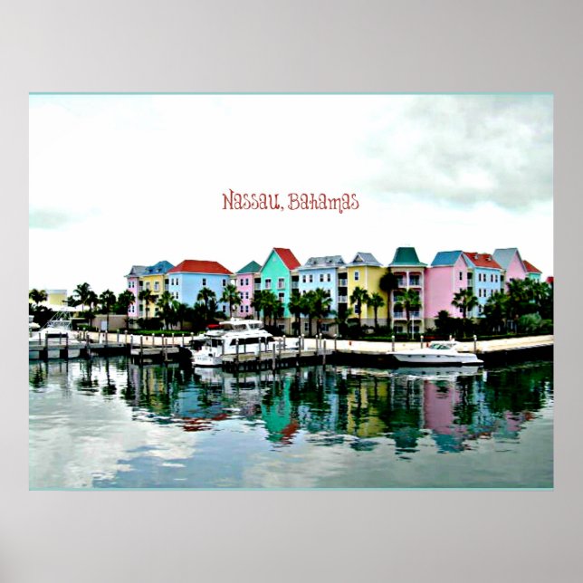 Nassau Bahamas marina postcard Poster (Front)