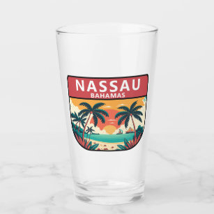 Nassau Bahamas Retro Emblem Glass