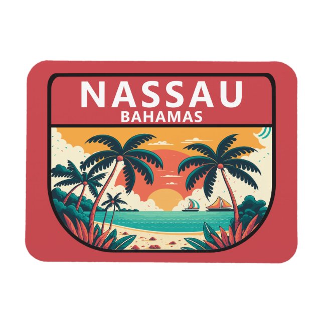 Nassau Bahamas Retro Emblem Magnet (Horizontal)