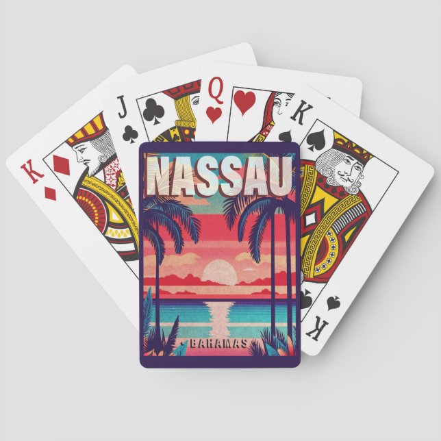 Nassau Bahamas Retro Sunset Souvenir 1950s Playing Cards (Back)