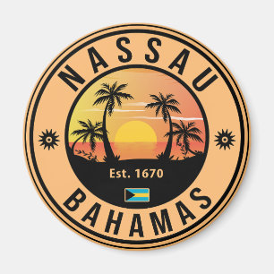 Nassau Bahamas Retro Sunset Souvenirs 80s Magnet