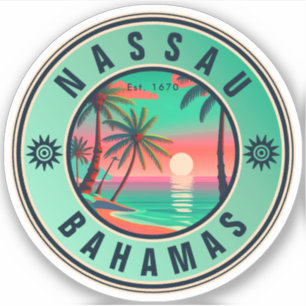 Nassau Bahamas Retro Sunset travel Souvenir 1950s