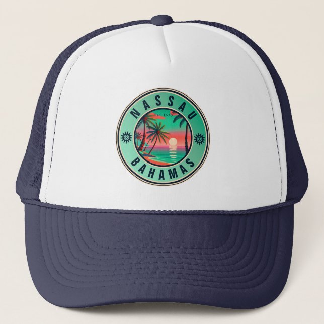 Nassau Bahamas Retro travel Souvenir 1950s Trucker Hat (Front)