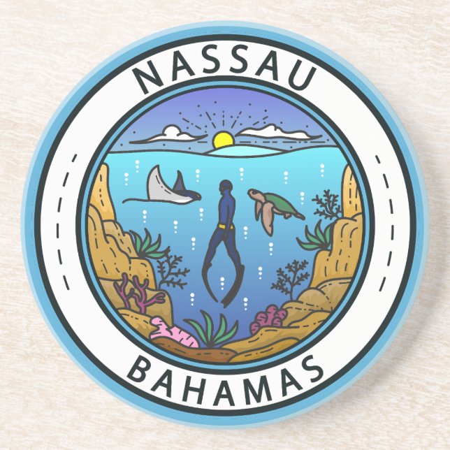 Nassau Bahamas Scuba Badge Coaster (Front)