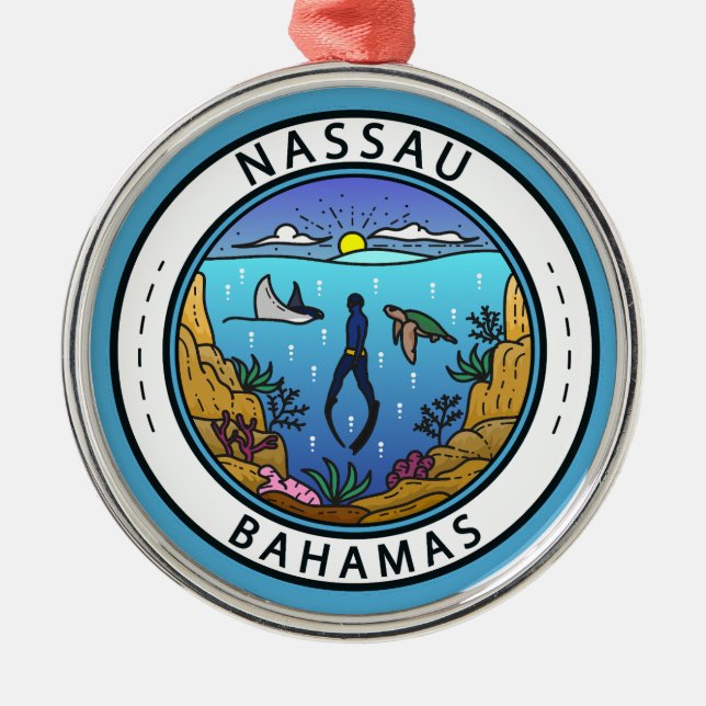 Nassau Bahamas Scuba Badge Metal Ornament (Front)