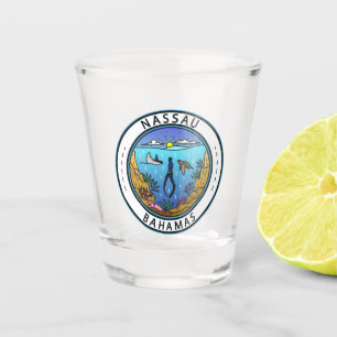 Nassau Bahamas Scuba Badge Shot Glass