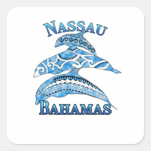 Nassau Bahamas Vacation Tribal Dolphins Square Sticker