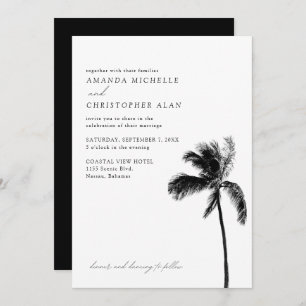 Nassau Bahamas Wedding Black & White Elegant Invitation