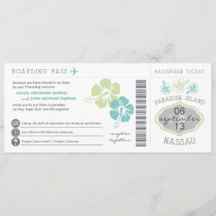 Nassau Boarding Pass Wedding Invitation