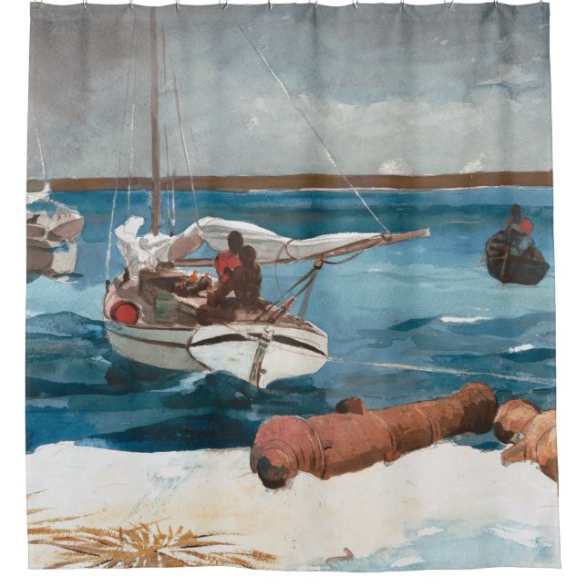 Nassau by Winslow Homer Art Sailboat Memory Foam Shower Curtain (Front)