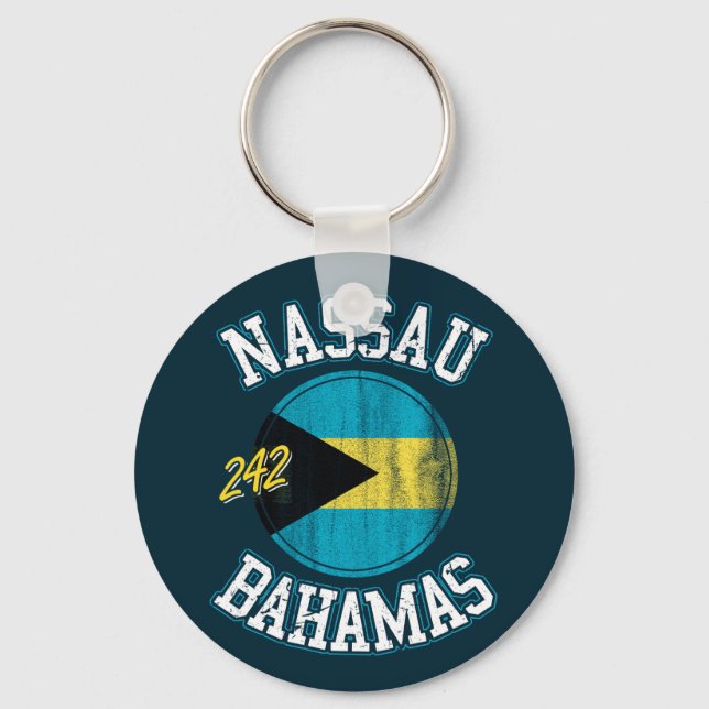 Nassau Flag Bahamas Vacation Bahamas Cruise Key Ring (Front)