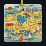 Nassau - New Providence Ceramic Ornament<br><div class="desc">A vintage illustrated map of the island of New Providence Bahamas repurposed on an ornament.</div>