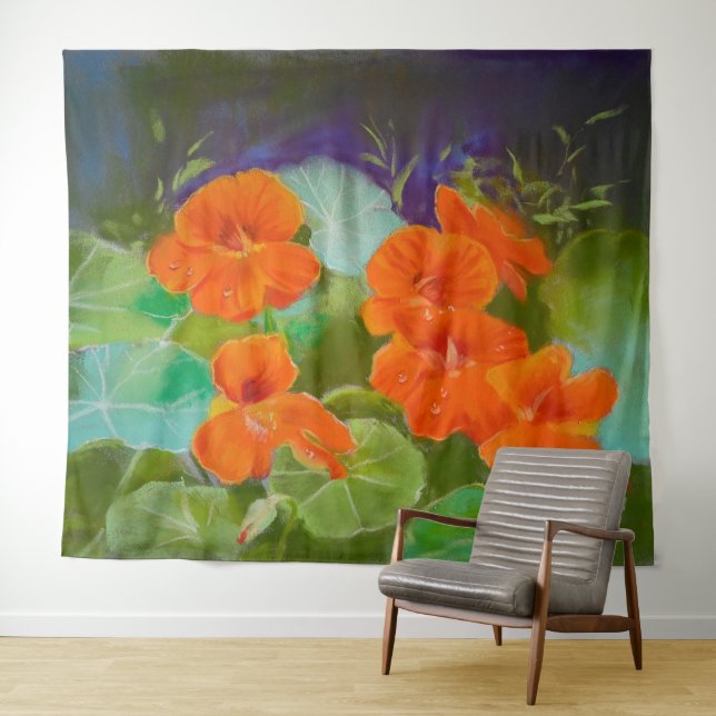Nasturtium Bloom - Botanical Pastel Tapestry (In Situ (Horizontal))