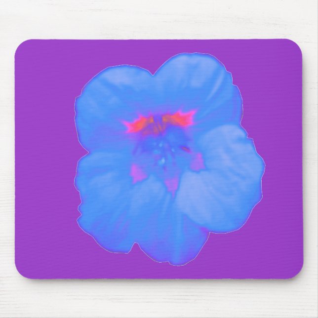 Nasturtium Bright Blue Mousepad (Front)