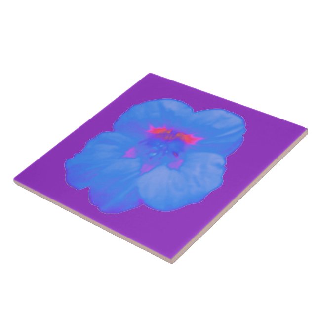 Nasturtium Bright Blue Tile (Side)