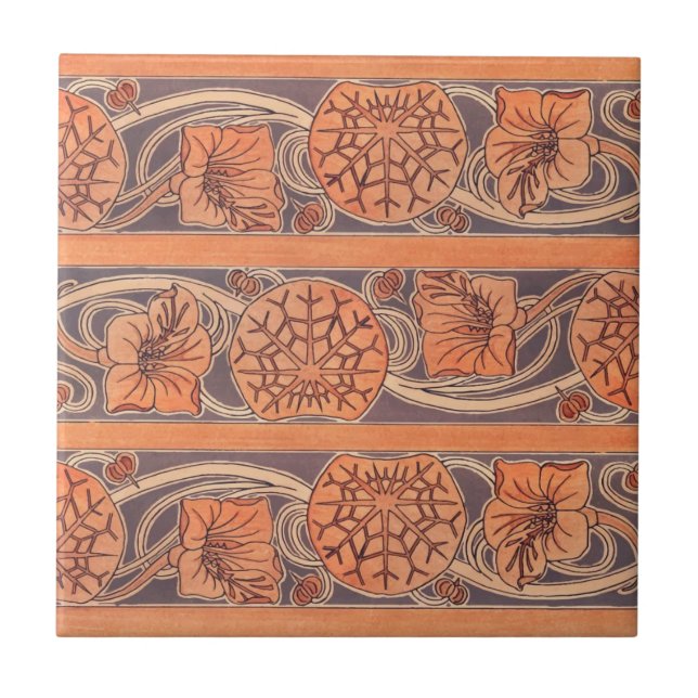 Nasturtium  Burnt Orange Ceramic Tile (Front)