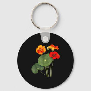 Nasturtium flower illustration vintage nature artN Key Ring