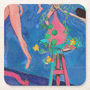 Nasturtium Flowers in the Atelier, Matisse Square Paper Coaster