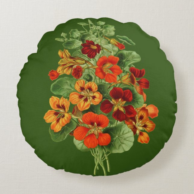 Nasturtium Flowers Round Cushion (Front)