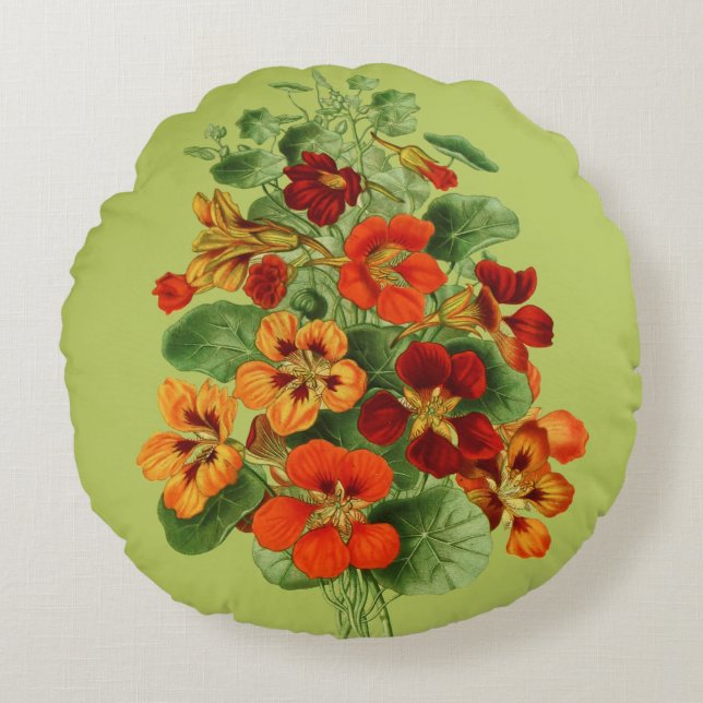 Nasturtium Flowers Round Cushion (Front)