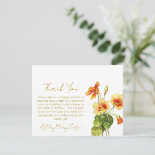 Nasturtium   Funeral Thank You Card Bereavement 