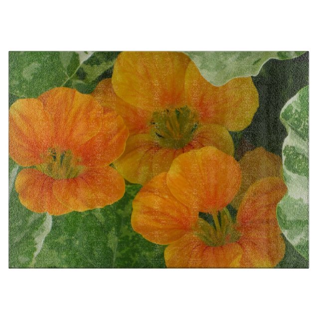 Nasturtium Glass Cutting Board (Front)