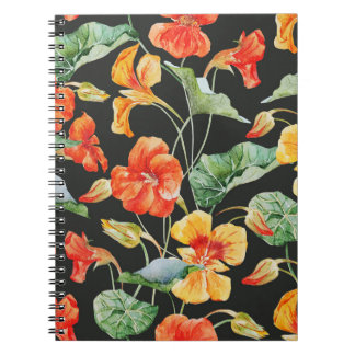 Nasturtium Orange: Watercolor Dark Pattern. Notebook