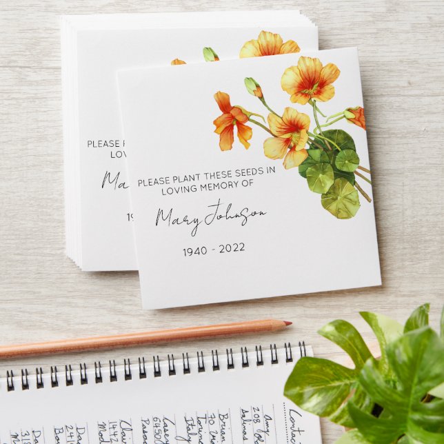 Nasturtium | Simple Memorial Seed Envelope (Stacked)