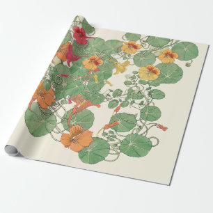 Nasturtiums   Antique Lithograph 1896 Wrapping Pap Wrapping Paper