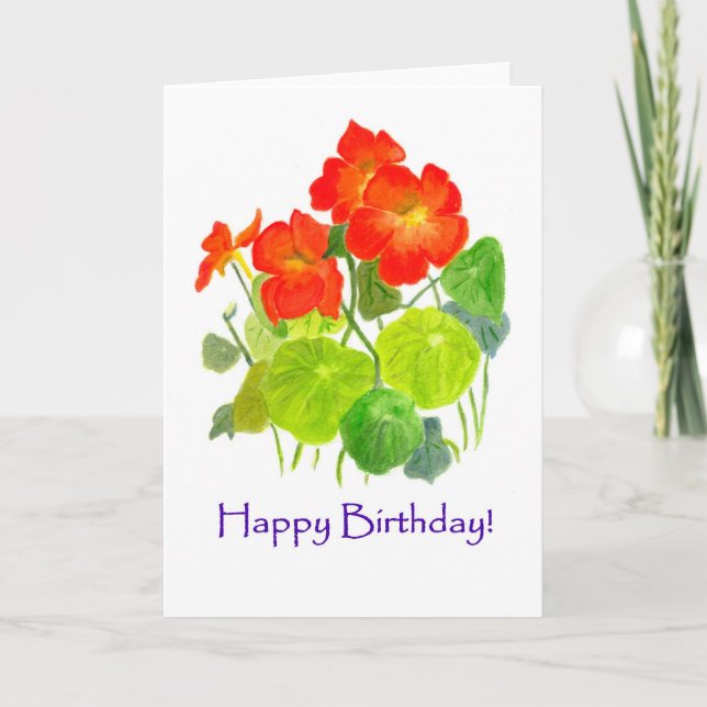 Nasturtiums Birthday Card (Front)