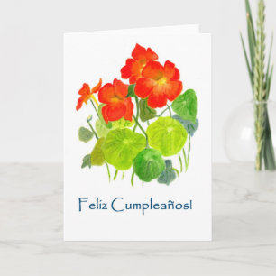 Nasturtiums Birthday Card - Spanish Greeting