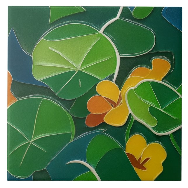 Nasturtiums Ceramic Tile (Front)