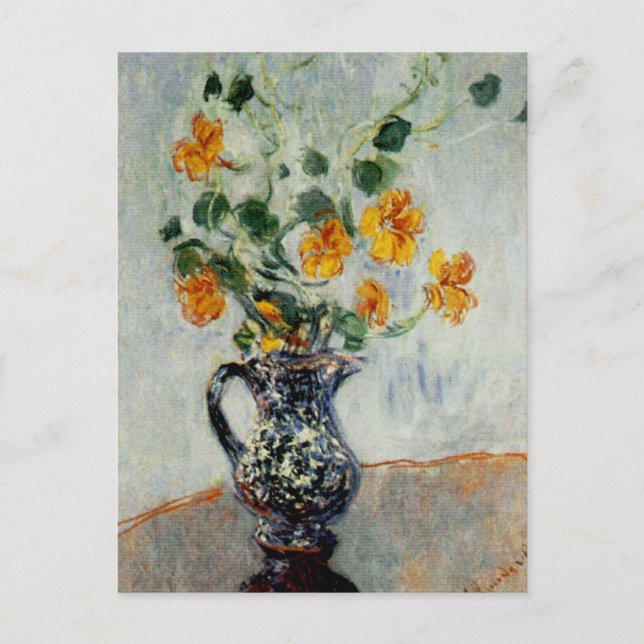 Nasturtiums in a Blue Vase by Monet Postcard (Front)