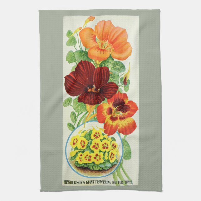 Nasturtiums of 1906 tea towel (Vertical)