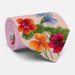 nasturtiums print tie