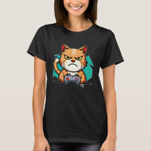 Nasty Gaming Cat With An Evil Look Gamer 1 T-Shirt