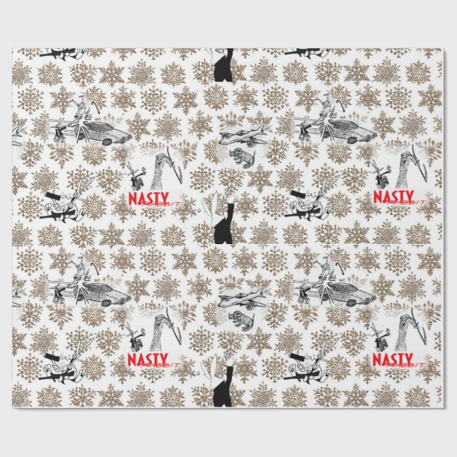 Nasty Rabbit Christmas Theme Wrapping Paper! Paper (Flat)