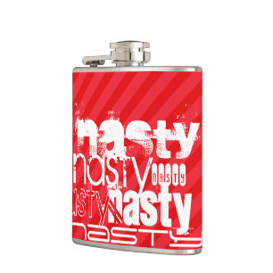 Nasty; Scarlet Red Stripes Hip Flask