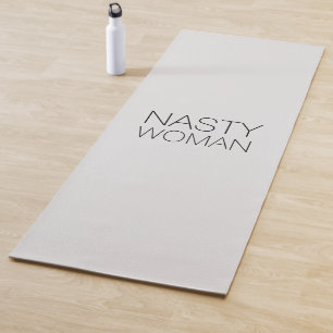 "Nasty Woman" black letters light grey Yoga Mat