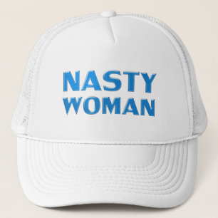 "nasty woman" blue white trucker hat