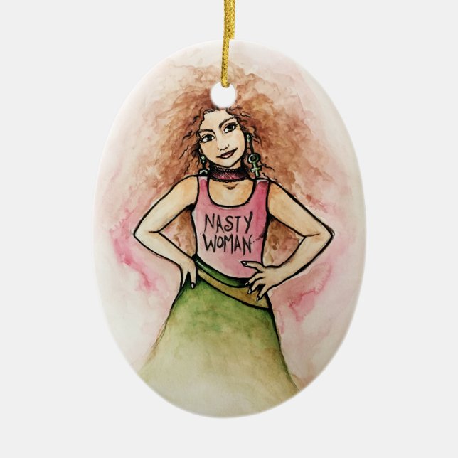 nasty woman ceramic tree decoration (Front)