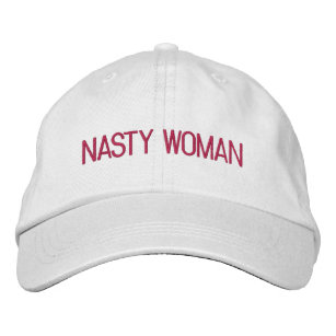 Nasty Woman hot pink fuchsia custom text modern Embroidered Hat